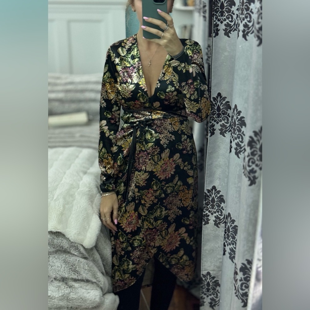 Topshop Black Floral Long  Cardigan